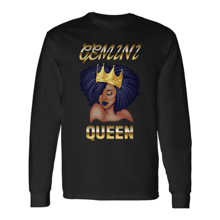 Gemini Queen Born In May-June Black Queen Birthday Long Sleeve T-Shirt