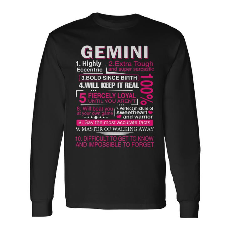 Gemini Zodiac Birthday Girls Men Saying Gemini Long Sleeve T-Shirt