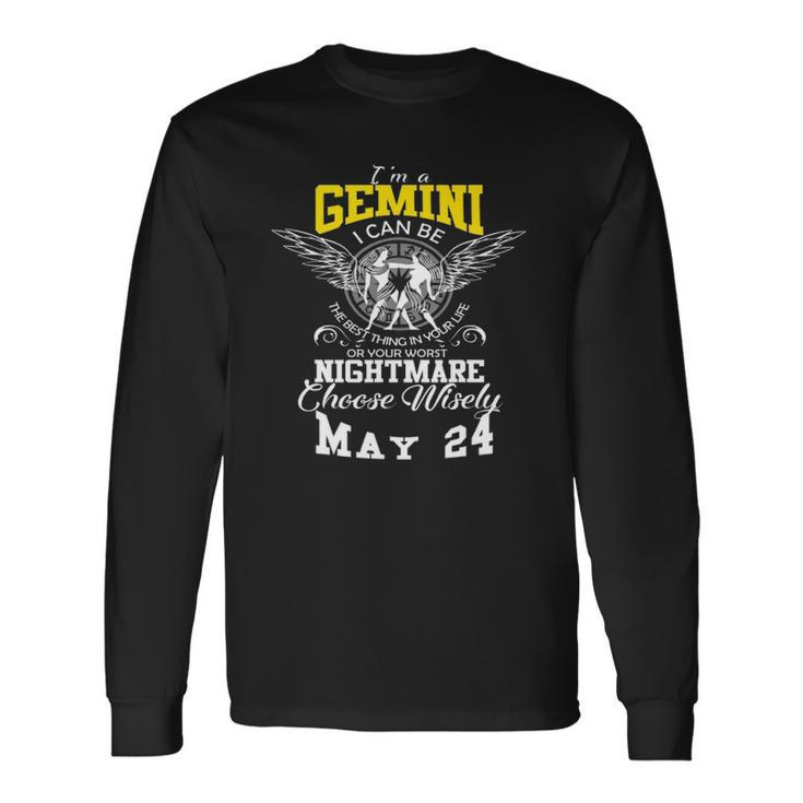 Gemini Zodiac Sign May 24 Horoscope Astrology Long Sleeve T-Shirt T-Shirt