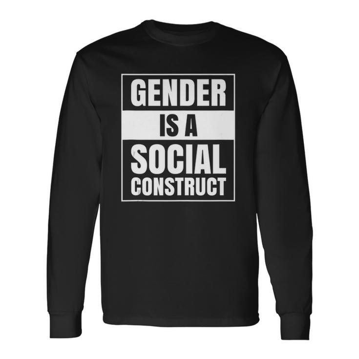 Gender Is A Social Construct Agender Bigender Trans Pronouns Long Sleeve T-Shirt T-Shirt