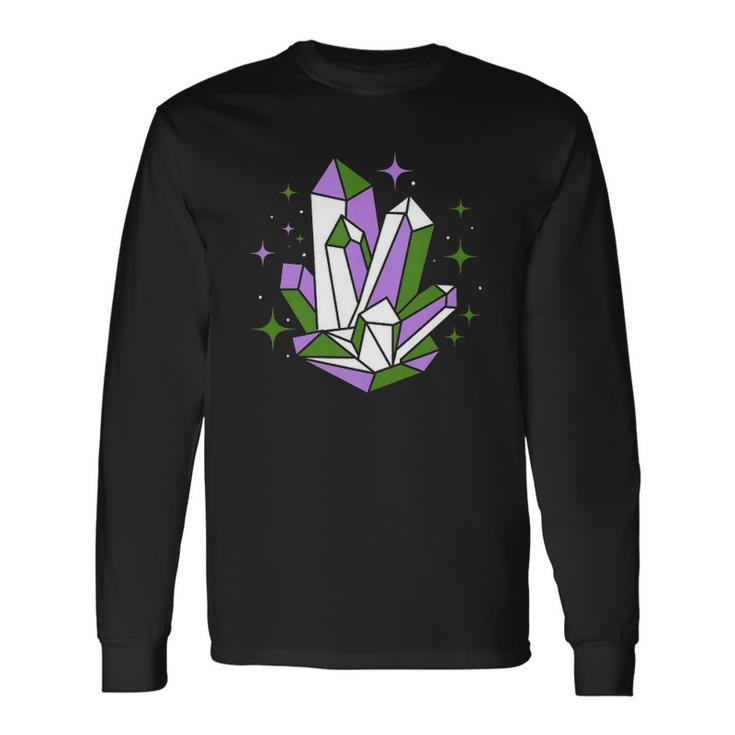 Genderqueer Pride Crystals Nonbinary Long Sleeve T-Shirt T-Shirt