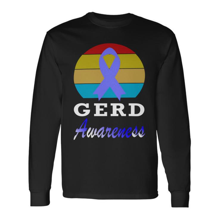 Gerd Awareness Vintage Periwinkle Blue Ribbon Gastroesophageal Reflux Disease Gerd Awareness Unisex Long Sleeve Gifts ideas