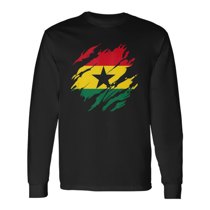 Ghanaian Flag Ghana Torn Print Long Sleeve T-Shirt