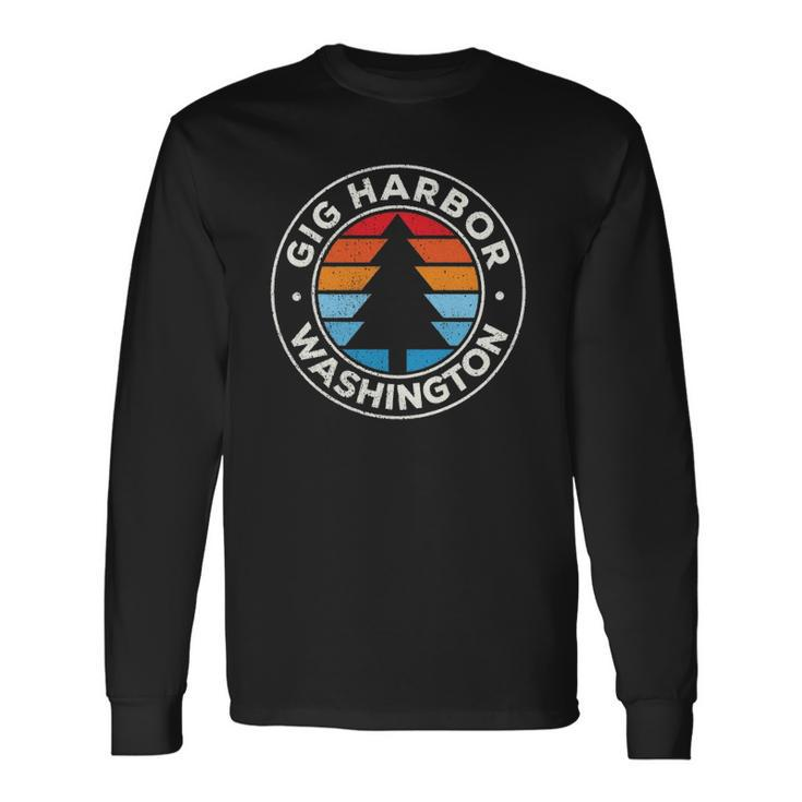 Gig Harbor Washington Wa Vintage Graphic Retro 70S Long Sleeve T-Shirt T-Shirt