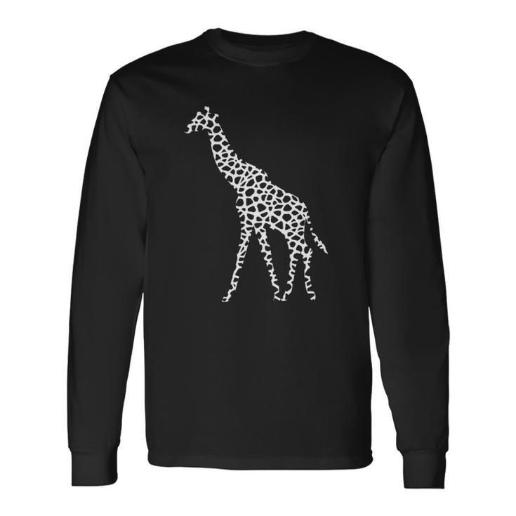 Giraffe White Pattern Graphic Animal Print Long Sleeve T-Shirt T-Shirt