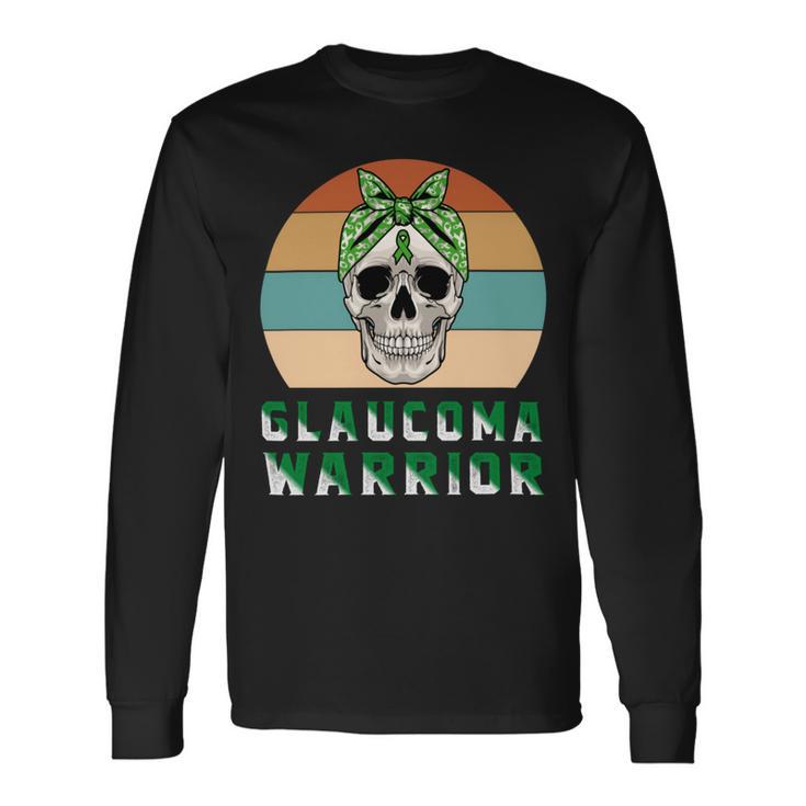 Glaucoma Warrior  Skull Women Vintage  Green Ribbon  Glaucoma  Glaucoma Awareness V2 Unisex Long Sleeve