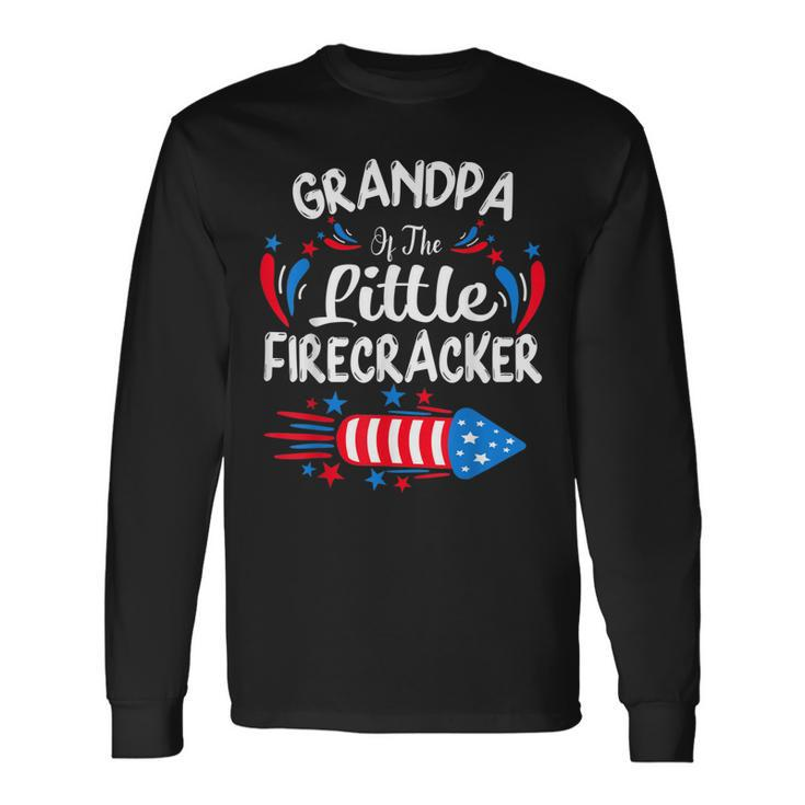 Grandpa Of The Little Firecracker 4Th Of July Birthday Party Long Sleeve T-Shirt