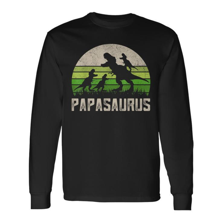 Grandpa Papasaurus Dinosaur 3 Fathers Day Long Sleeve T-Shirt