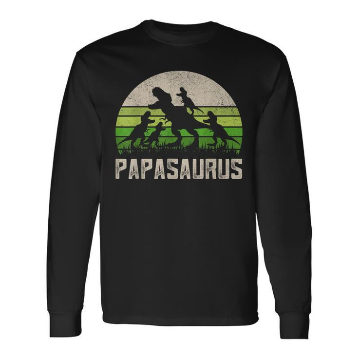 Grandpa Papasaurus Dinosaur 4 Fathers Day Long Sleeve T-Shirt