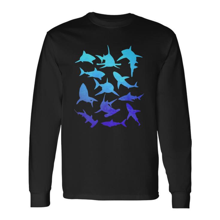 Great White Sharks Hammerhead Shark Lover Vintage Graphic Long Sleeve T-Shirt T-Shirt