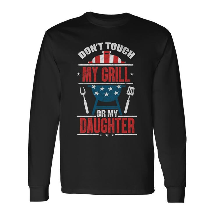 Grill Usa Flag 4Th Of July Patriotic Barbeque Dad Daddy Long Sleeve T-Shirt