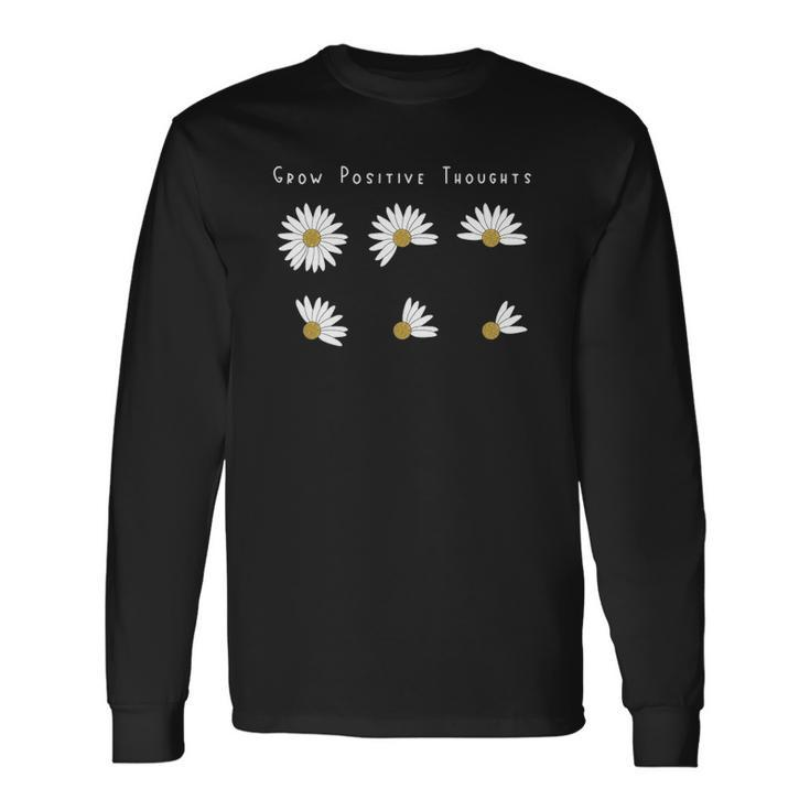 Grow Positive Thoughts Tee Floral Bohemian Style Long Sleeve T-Shirt T-Shirt