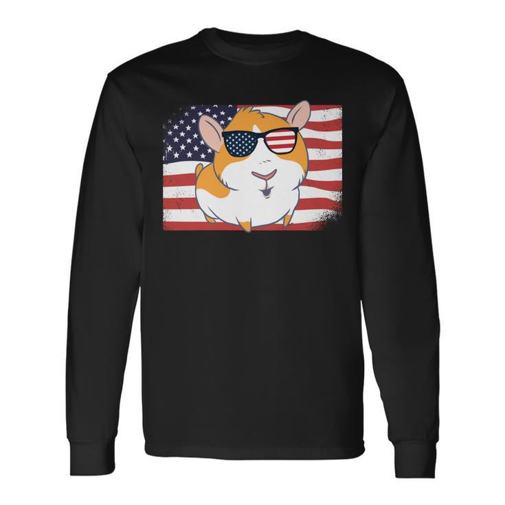 Guinea Pig Dad & Mom American Flag 4Th Of July Usa Long Sleeve T-Shirt