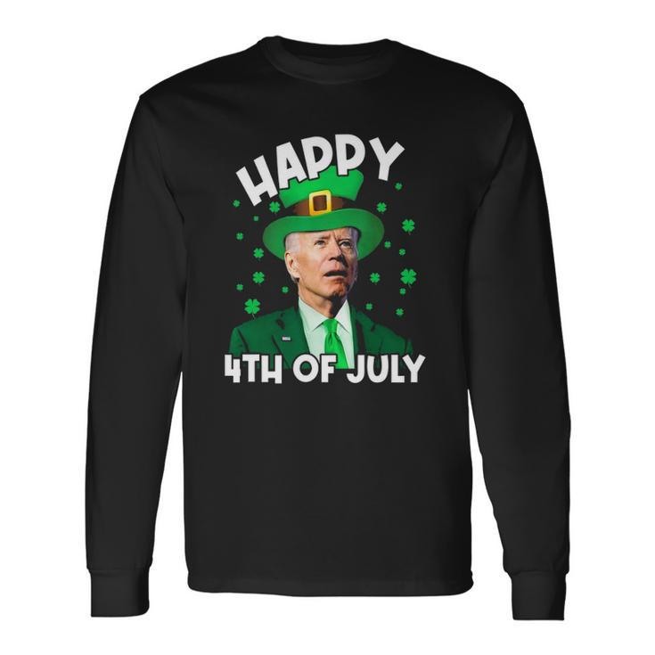 Happy 4Th Of July Biden Leprechaun Shamrock St Patricks Day Long Sleeve T-Shirt T-Shirt