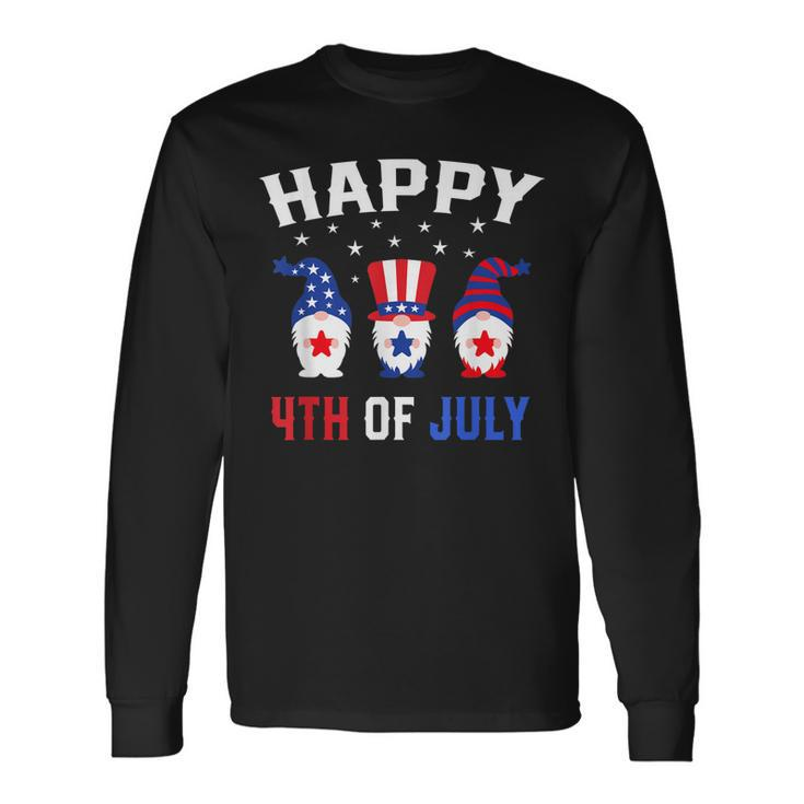 Happy 4Th Of July Gnomes Patriotic American Flag Cute Gnomes Long Sleeve T-Shirt