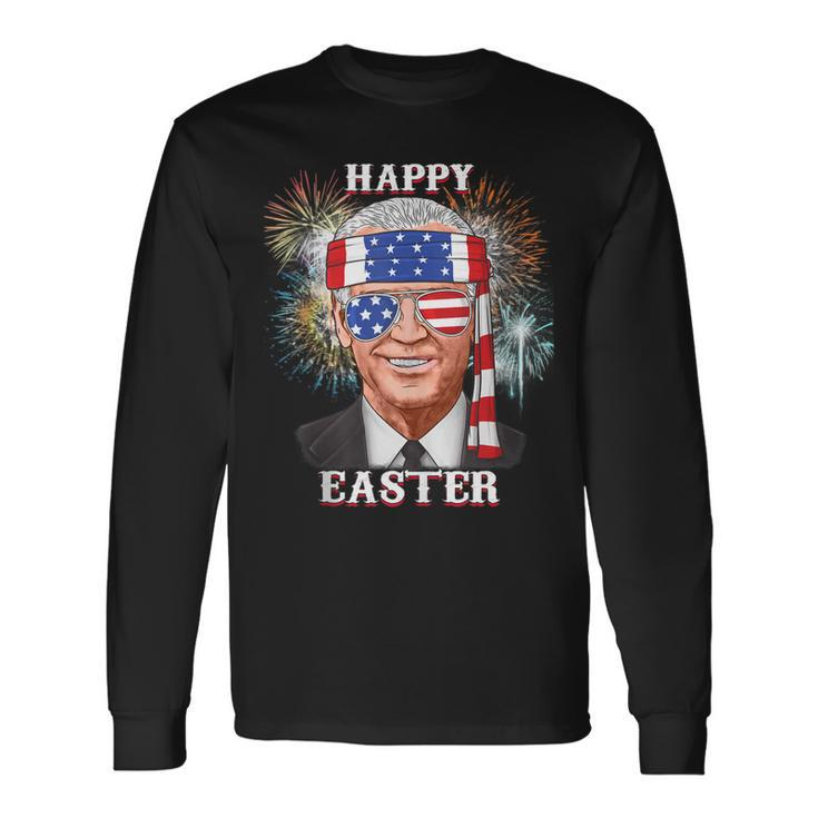 Happy Easter Confused Joe Biden 4Th Of July Long Sleeve T-Shirt