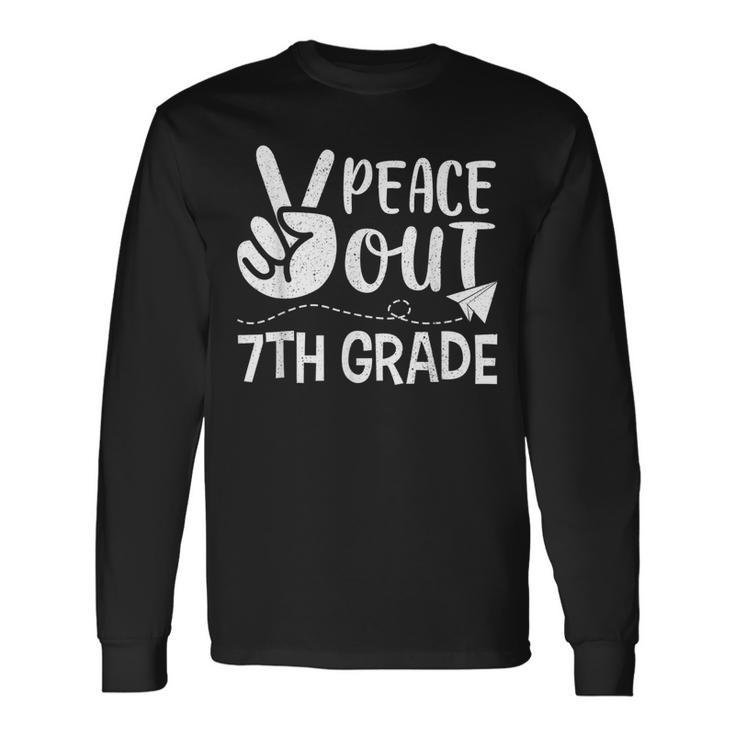 Happy Last Day Of School Retro Peace Out 7Th Grade Long Sleeve T-Shirt T-Shirt