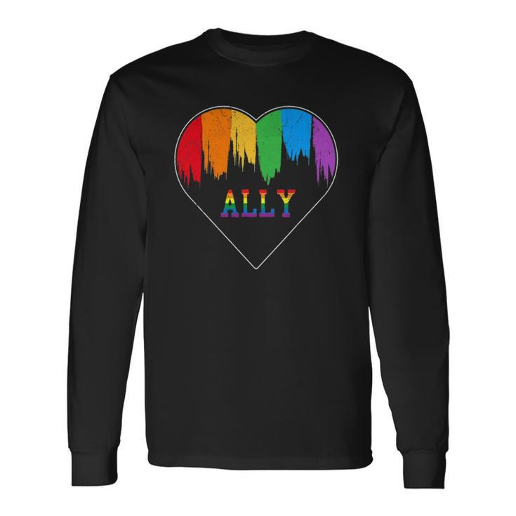 Hearts Lgbt Equality Love Lgbtq Rainbow Flag Gay Pride Ally Long Sleeve T-Shirt T-Shirt