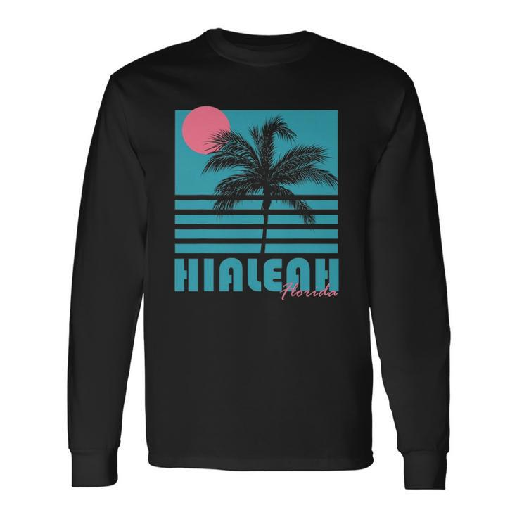 Hialeah Florida Vintage Souvenirs Palm Trees Beach Long Sleeve T-Shirt T-Shirt