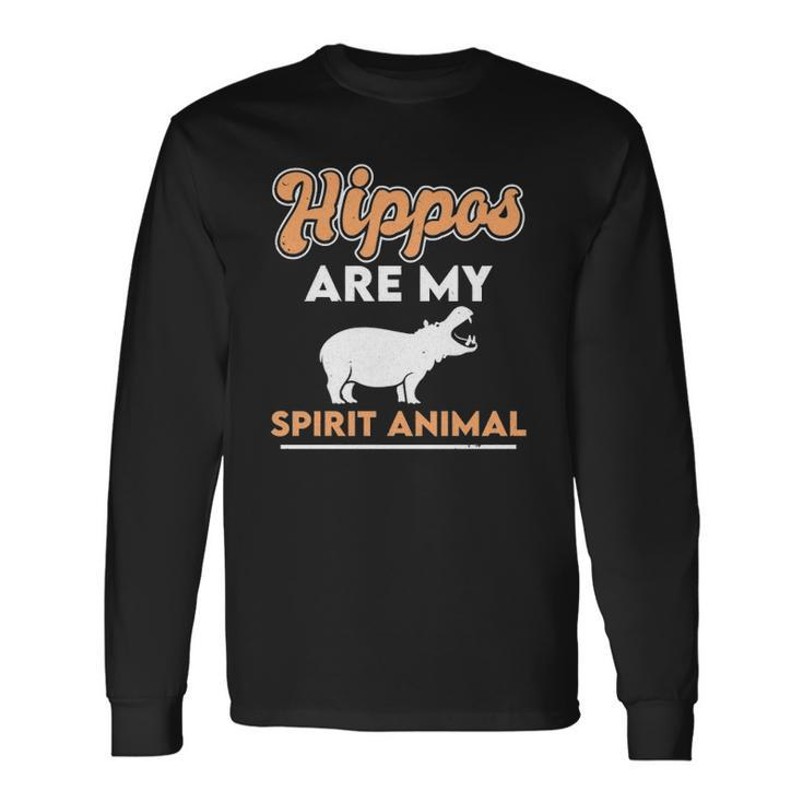 Hippos Are My Spirit Animal Hippopotamus Lover Retro Long Sleeve T-Shirt T-Shirt