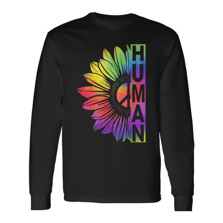 Human Sunflower Lgbt Tie Dye Flag Gay Pride Proud Lgbtq Long Sleeve T-Shirt Gifts ideas