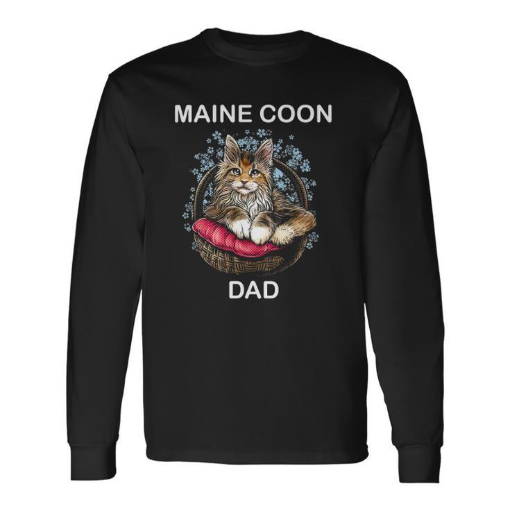 Illustration Art Of Maine Coon Cat For Dad Daddy Father Long Sleeve T-Shirt T-Shirt
