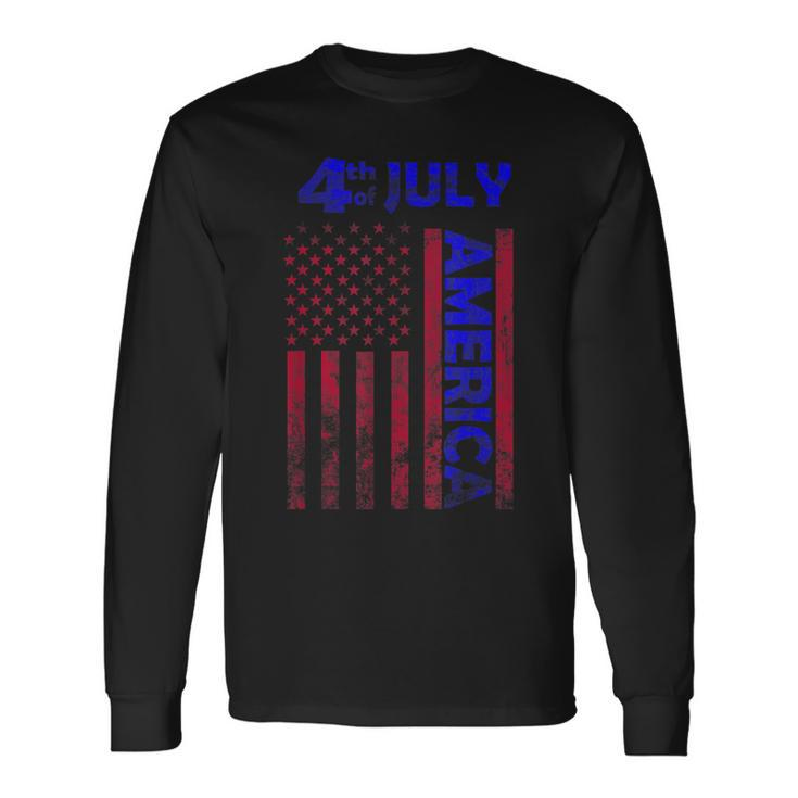 Independence Day Usa America Flag 4Th Of July Happy Long Sleeve T-Shirt