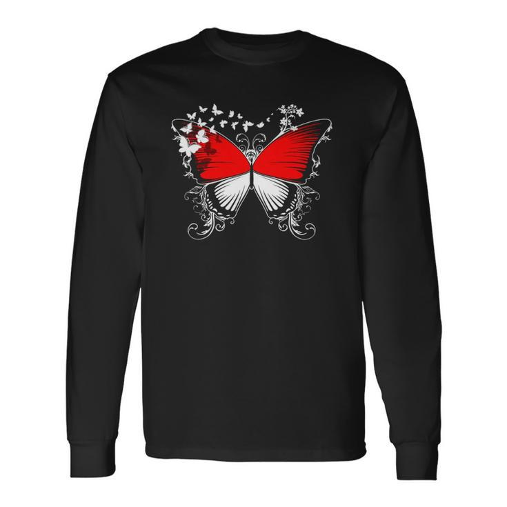 Indonesia Flag Indonesian Butterfly Lover Long Sleeve T-Shirt T-Shirt