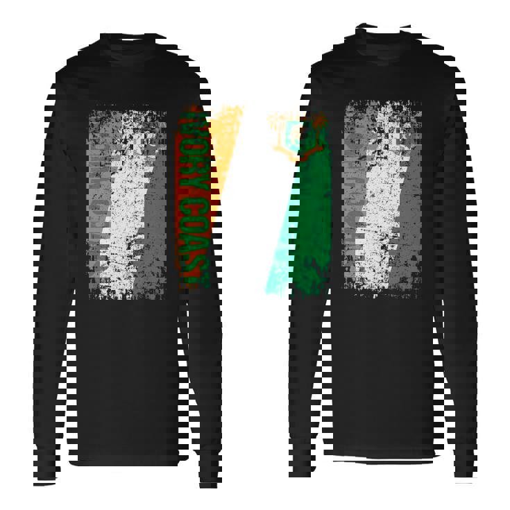 Ivory Coast Flag Vintage Distressed Ivory Coast Long Sleeve T-Shirt T-Shirt