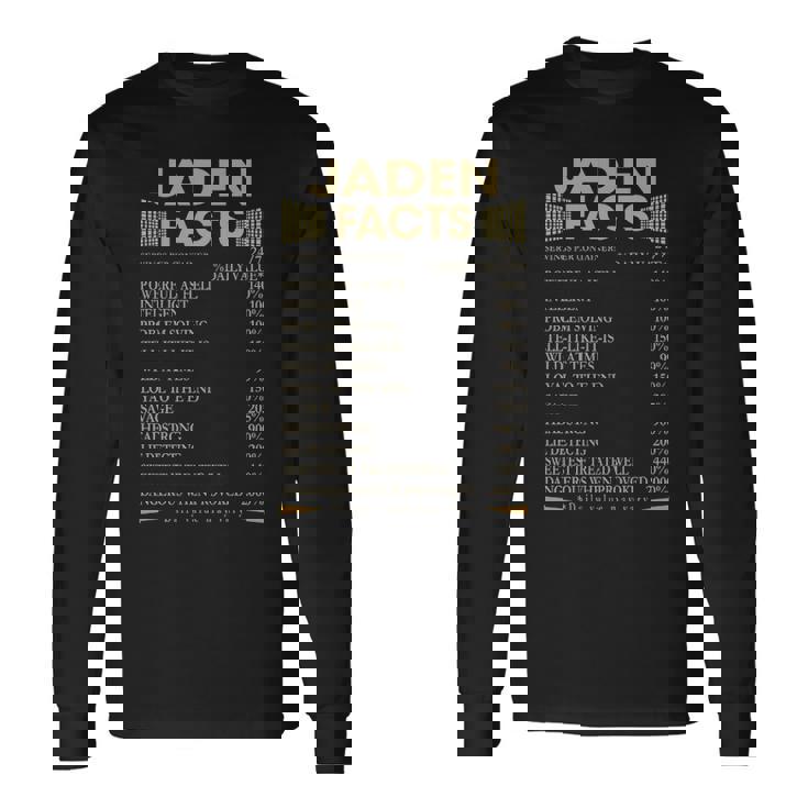 Jaden Name Jaden Facts Long Sleeve T-Shirt - Seseable