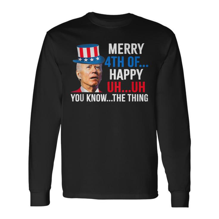 Joe Biden Confused Merry Happy 4Th Of July Long Sleeve T-Shirt