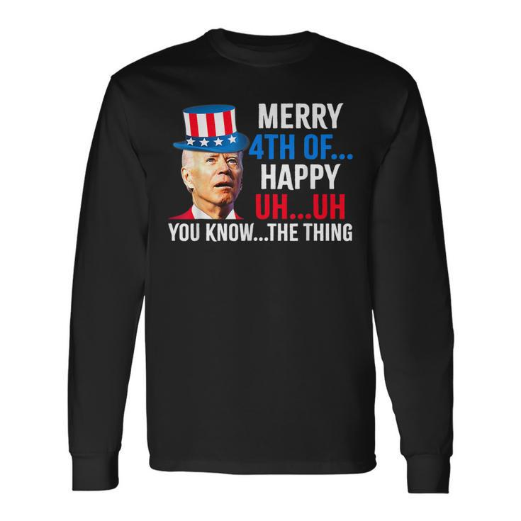 Joe Biden Confused Merry Happy 4Th Of July Long Sleeve T-Shirt