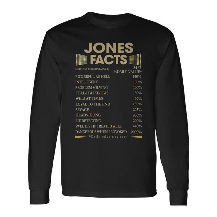 Jones Name Jones Facts Long Sleeve T-Shirt