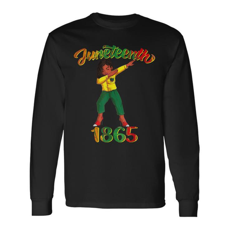 Juneteenth 1865 Dab Black Woman Brown Skin Afro American Long Sleeve T-Shirt T-Shirt Gifts ideas