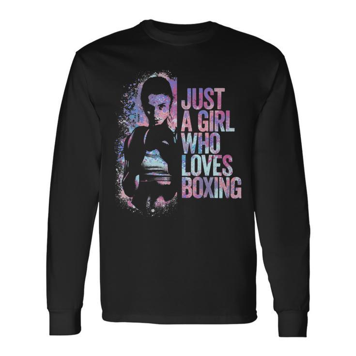 Just A Girl Who Loves Boxing Ink Splatter Unisex Long Sleeve