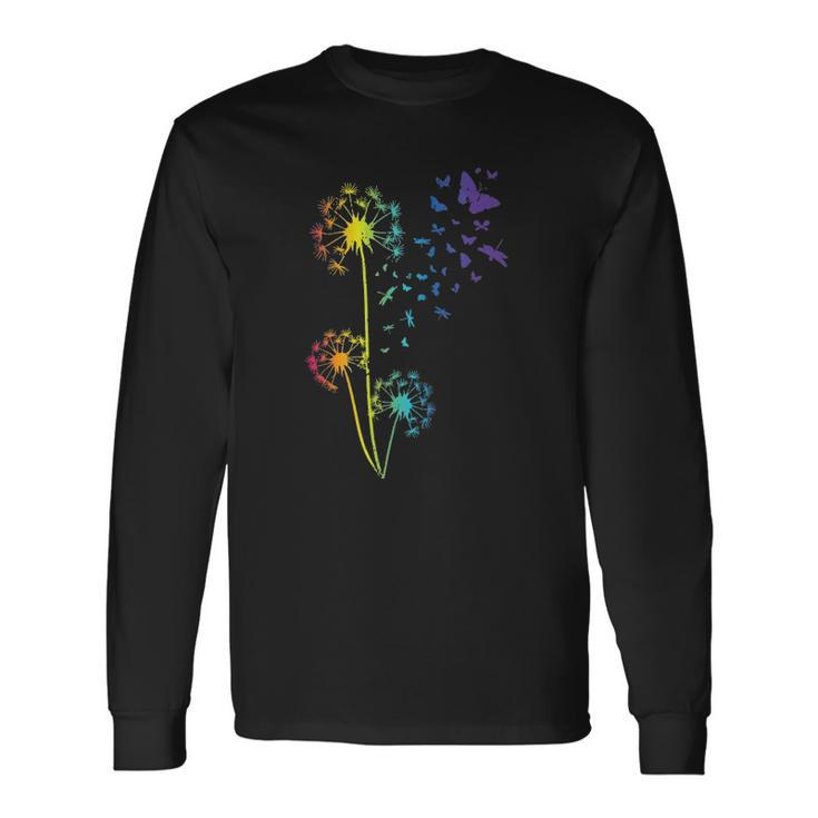 Just Dandelion Butterfly Breathe Rainbow Flowers Dragonfly Long Sleeve T-Shirt T-Shirt