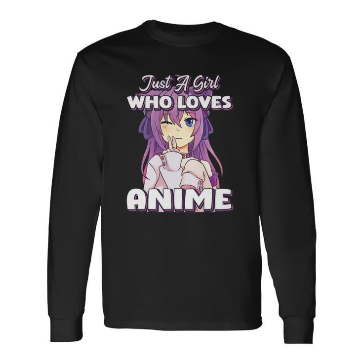 Just A Girl Who Loves Anime Peace Symbol V Fingers Fun Long Sleeve T-Shirt T-Shirt