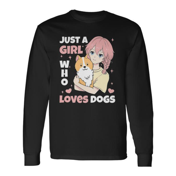 Just A Girl Who Loves Dogs Cute Corgi Lover Outfit & Apparel Long Sleeve T-Shirt T-Shirt