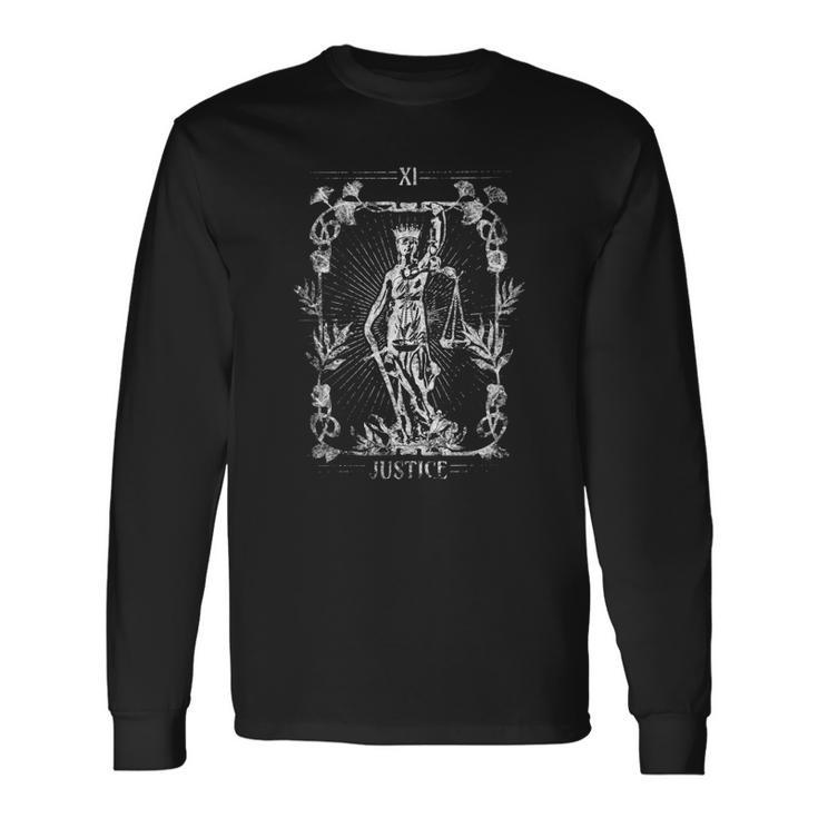 Justice Tarot Card Vintage Gothic Retro Style Long Sleeve T-Shirt