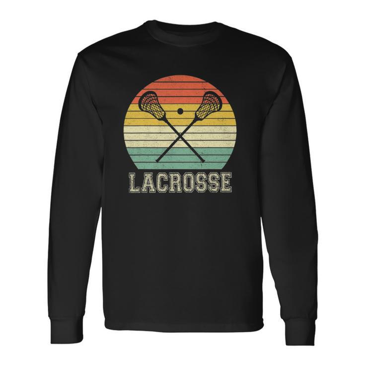 Lacrosse Vintage Retro Lacrosse Stick Sun Long Sleeve T-Shirt
