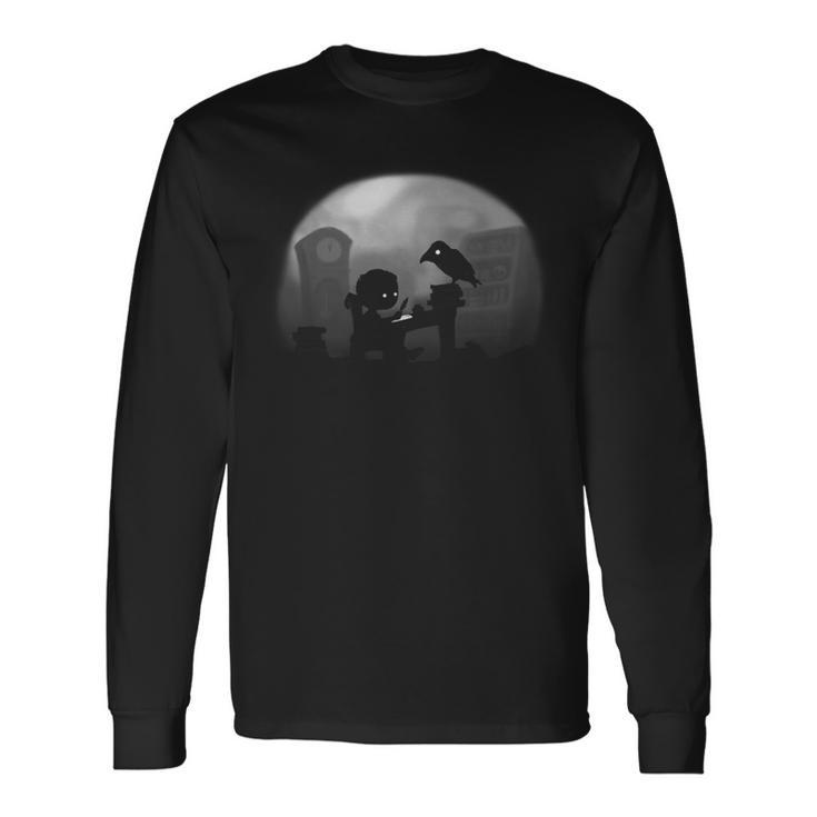 Land Of Mysteries Edgar Allan Poe Black Raven Nevermore Long Sleeve T-Shirt
