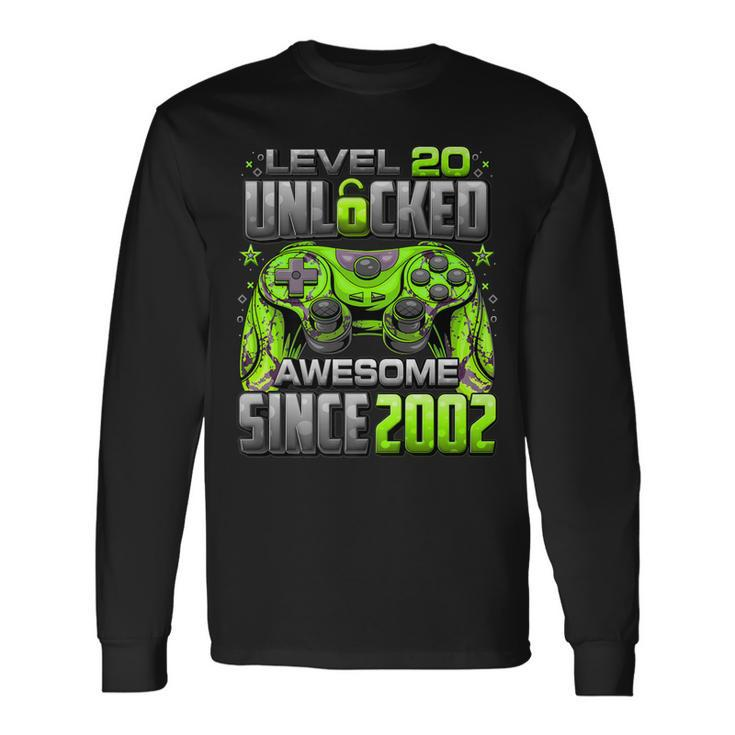 Level 20 Unlocked Awesome Since 2002 20Th Birthday Gaming V2 Long Sleeve T-Shirt