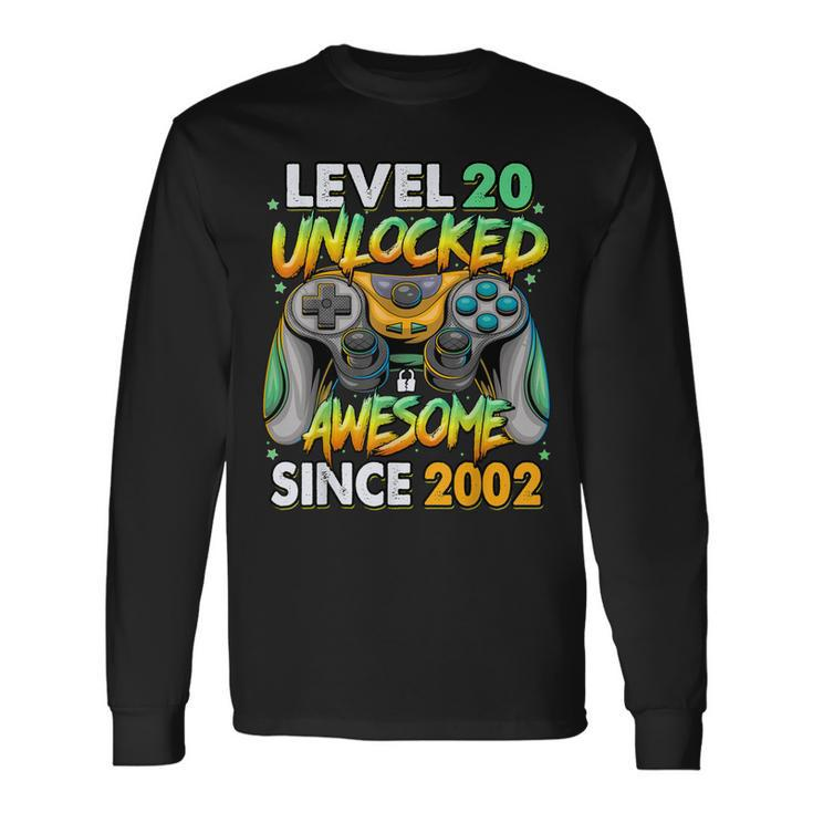 Level 20 Unlocked Awesome Since 2002 20Th Birthday Gaming V3 Long Sleeve T-Shirt