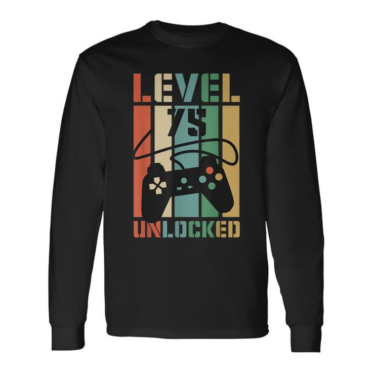 Level 75 Unlocked Video Game 75Th Birthday Gamer Party Long Sleeve T-Shirt