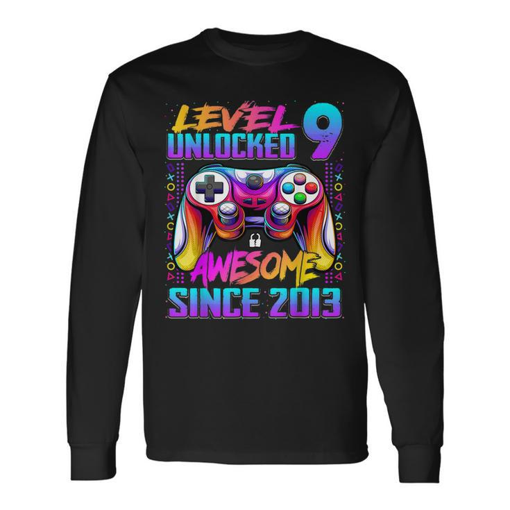 Level 9 Unlocked Awesome Since 2013 9Th Birthday Gaming V5 Long Sleeve T-Shirt