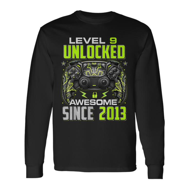 Level 9 Unlocked Awesome Since 2013 9Th Birthday Gaming V8 Long Sleeve T-Shirt