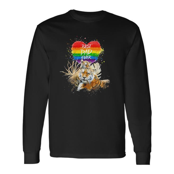 Lgbt Pride Daddy Tiger Rainbow Best Dad Ever Fathers Day Long Sleeve T-Shirt T-Shirt