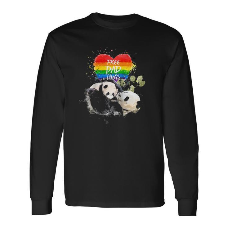 Lgbt Pride Papa Panda Bear Free Dad Hugs Fathers Day Love Raglan Baseball Tee Long Sleeve T-Shirt T-Shirt