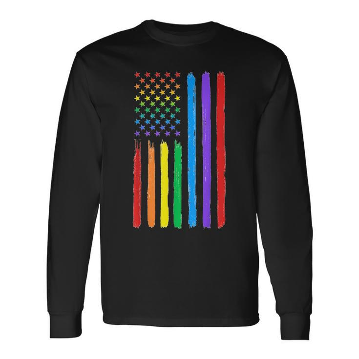 Lgbtq American Flag Pride Rainbow Gay Lesbian Bi Transgender Long Sleeve T-Shirt T-Shirt Gifts ideas