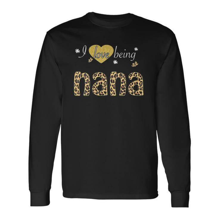 I Love Being Nana Leopard Plaid Tee Long Sleeve T-Shirt T-Shirt